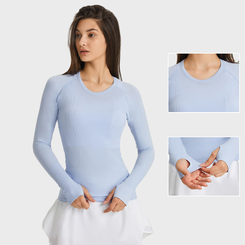 Round Neck Long Sleeve Lady Sports Shirt