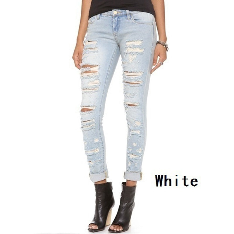 Mid Rise Skinny Ripped Baggar Jeans (Light/Dark Blue)