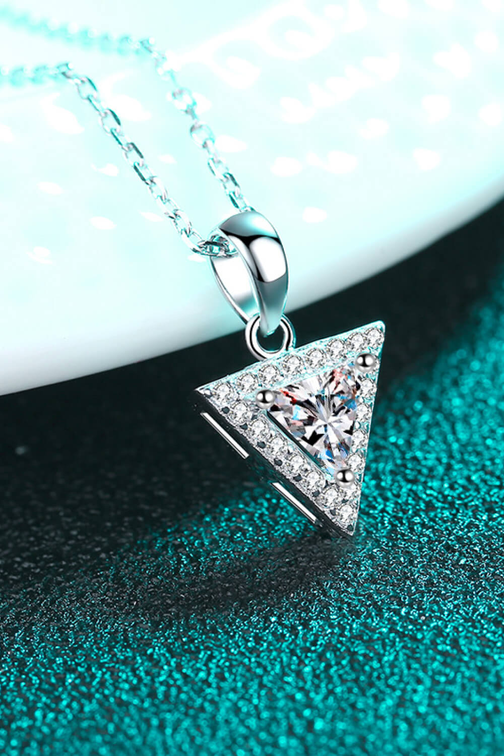 Triangle 925 Sterling Silver Moissanite Pendant Necklace