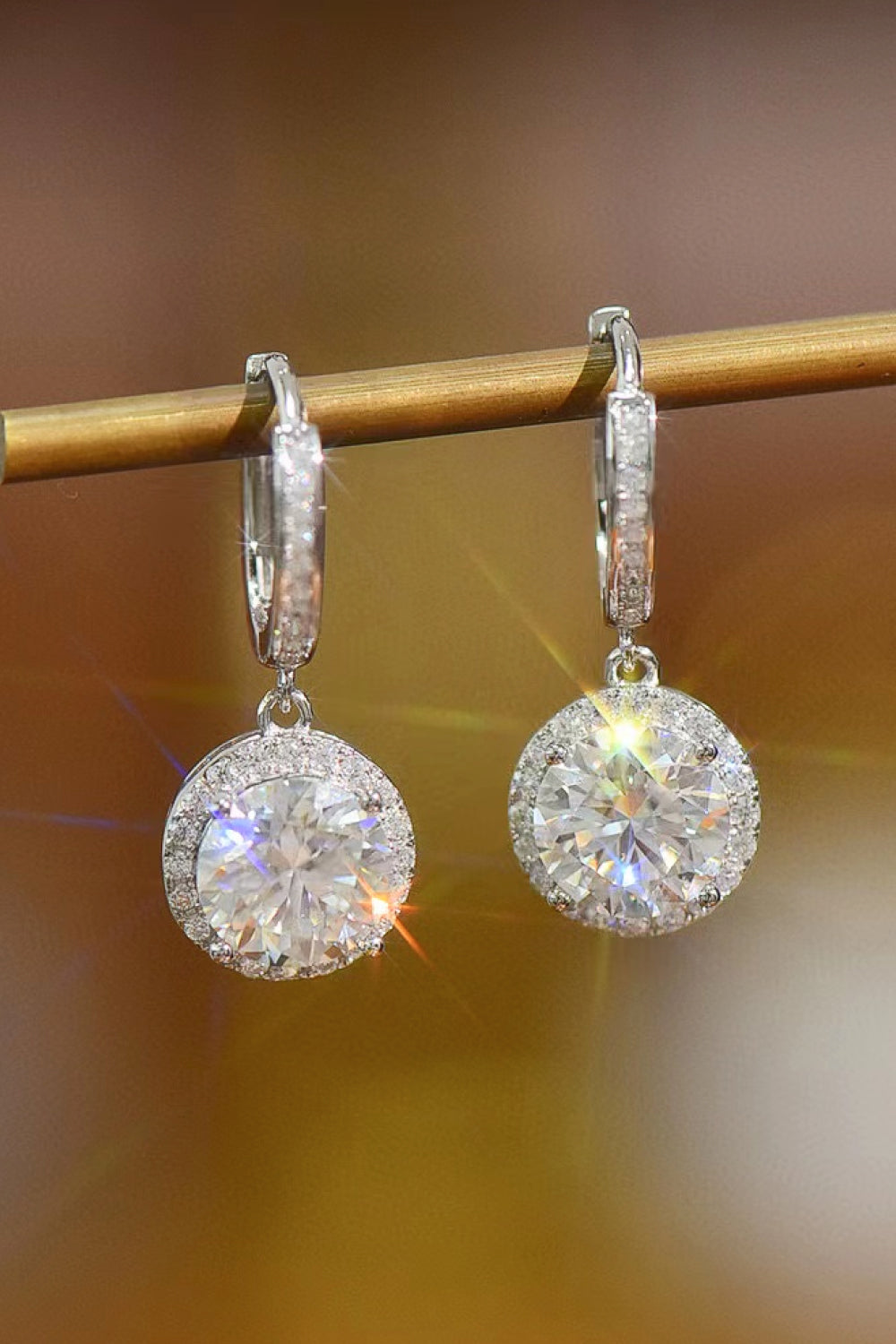 Round 2 Carat Moissanite Drop Earrings