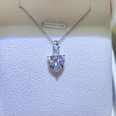 2 Carat Moissanite 925 Sterling Silver Heart Solitaire Pendant Necklace