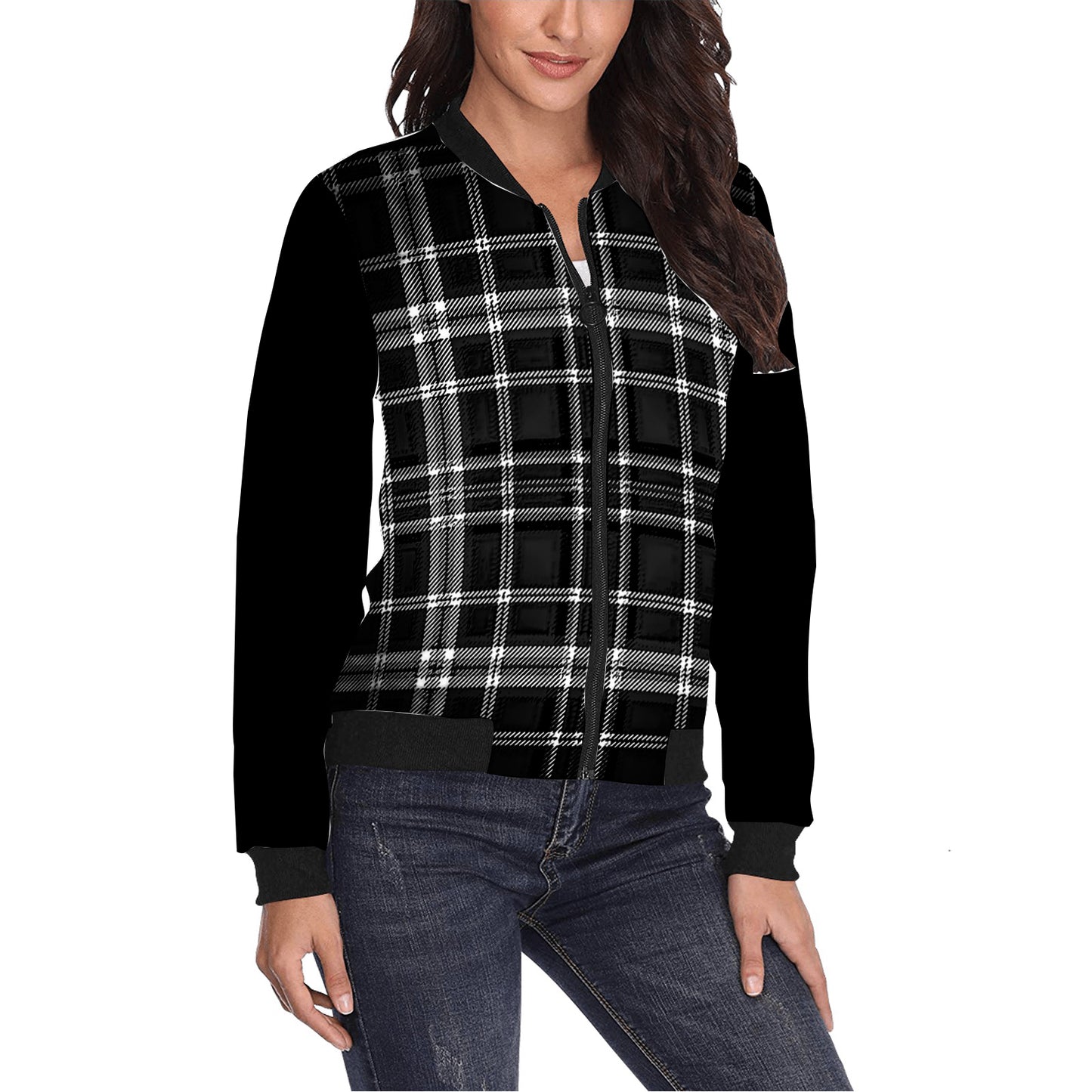 TRP Twisted Patterns 06: Digital Plaid 01-06A Ladies Designer Foldover Collar Casual Jacket