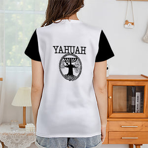 Yahuah-Tree of Life 02-06 Yin Yang Ladies Designer T-shirt