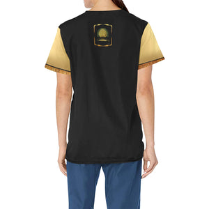 Yahuah-Tree of Life 03 Camiseta médica con cuello en V de diseñador para mujer 