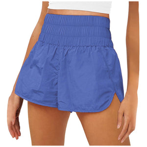 Pantalones cortos elásticos de cintura alta de secado rápido para mujer Fitness