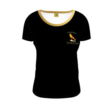 Yahusha-El León de Judá 01 Camiseta de cuello redondo de diseñador para mujer 