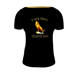 Yahusha-El León de Judá 01 Camiseta de cuello redondo de diseñador para mujer 