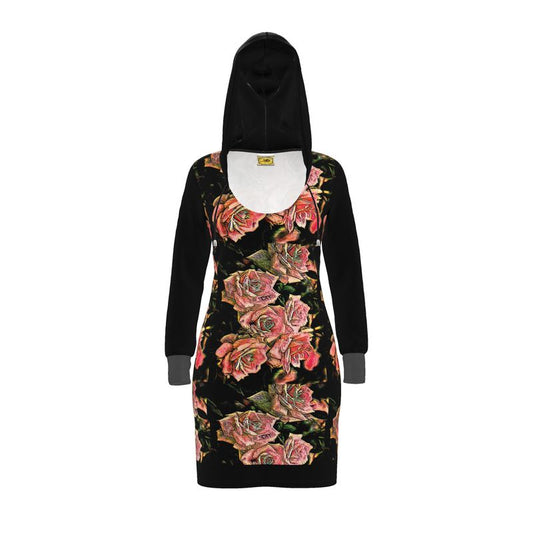 Floral Embosses: Roses 06-01 Designer Hoodie Dress