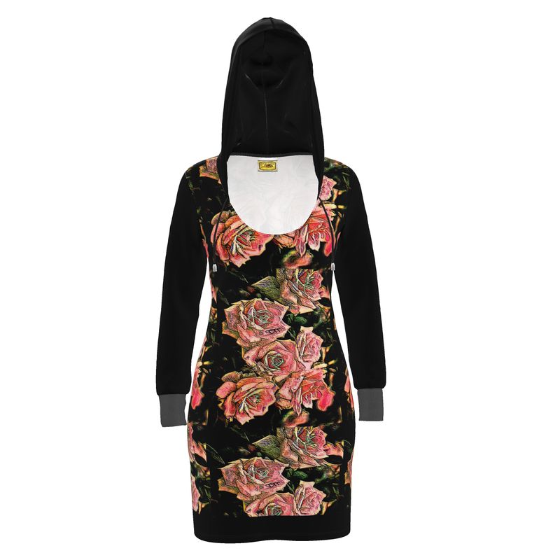 Floral Embosses: Roses 06-01 Designer Hoodie Dress