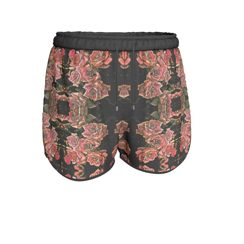 Floral Embosses: Roses 06-01 Ladies Designer Running Shorts