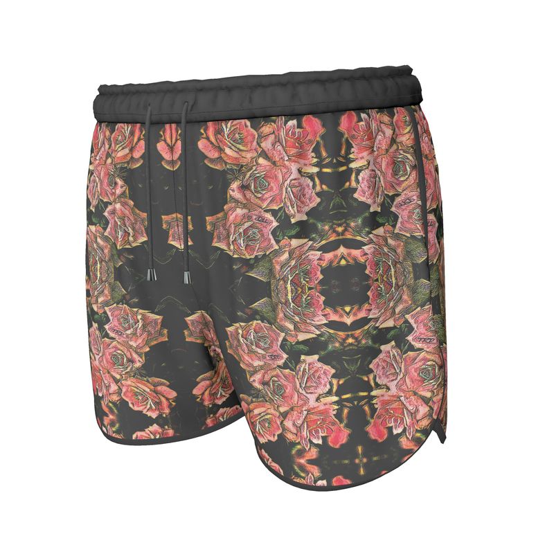 Floral Embosses: Roses 06-01 Ladies Designer Running Shorts