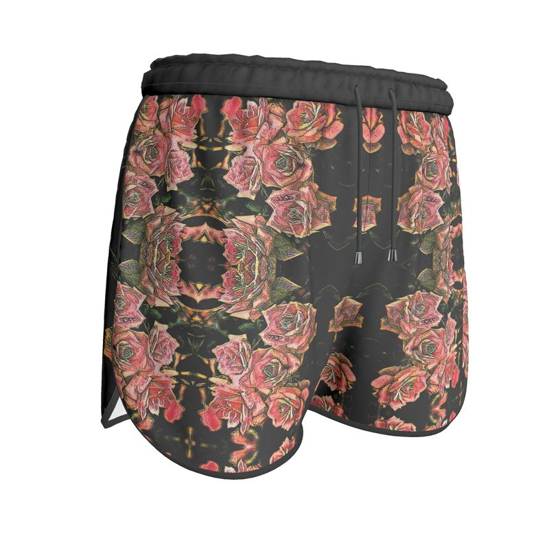 Floral Embosses: Roses 06-01 Ladies Designer Running Shorts