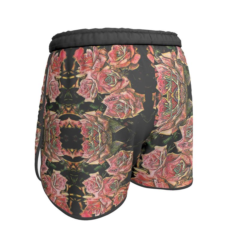 Floral Embosses: Roses 06-01 Ladies Designer Running Shorts