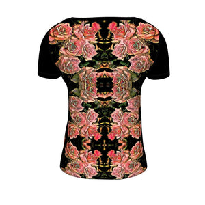 Estampados florales: Roses 06-01 Camiseta con cuello redondo de diseñador para mujer 