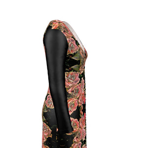 Floral Embosses: Roses 06-01 Designer V-neck Cardigan Mini Dress