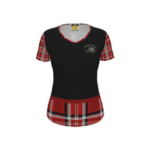 Load image into Gallery viewer, TRP Twisted Patterns 06: Digital Plaid 01-05A Ladies Designer V-neck Slim Fit Jersey T-shirt