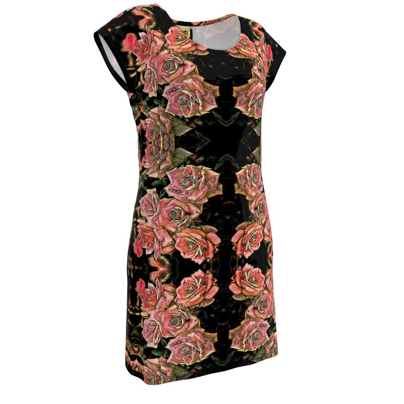 Floral Embosses: Roses 06-01 Designer Tunic T-shirt Dress