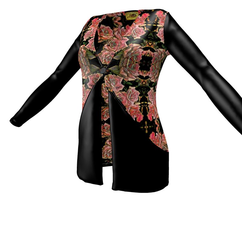 Floral Embosses: Roses 06-01 Ladies Designer Drop Pocket Cardigan