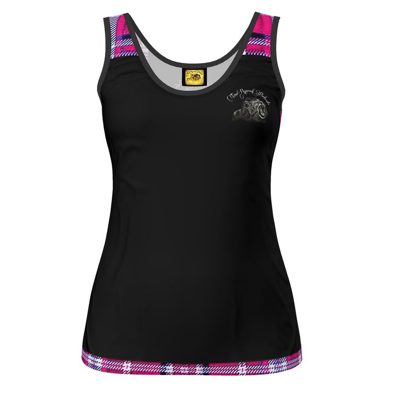 TRP Twisted Patterns 06: Digital Plaid 01-04A Ladies Designer Scoop Neck Tank Top