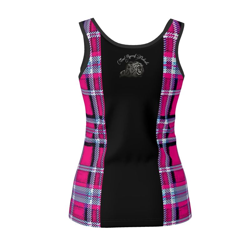 TRP Twisted Patterns 06: Digital Plaid 01-04A Ladies Designer Scoop Neck Tank Top