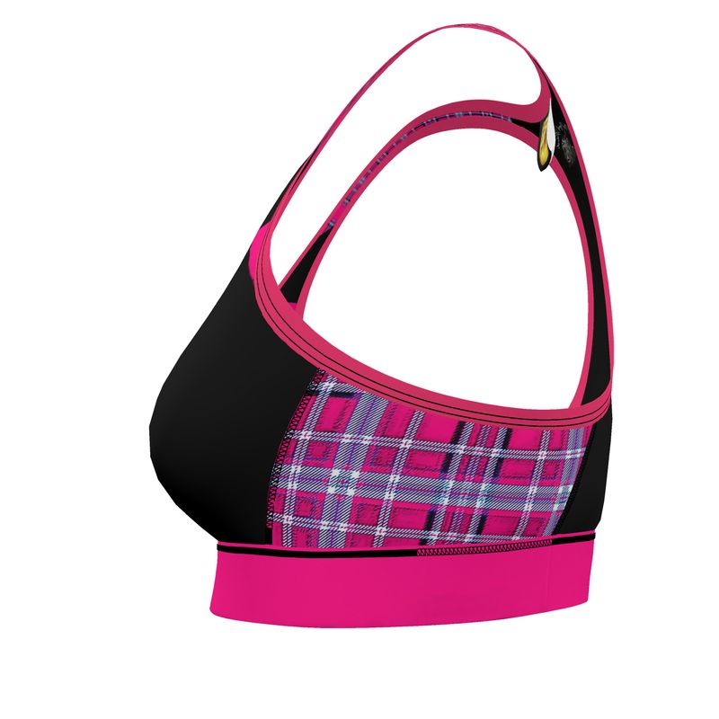 TRP Twisted Patterns 06: Digital Plaid 01-04A Designer Sports Bra