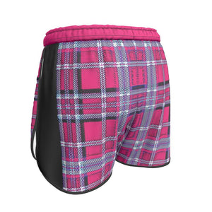 TRP Twisted Patterns 06: Digital Plaid 01-04A Pantalones cortos para correr de diseñador para mujer