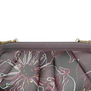 Floral Embosses: Pictorial Cherry Blossoms 01-04 Designer Pleated Leather Soft Frame Crossbody Clutch Bag