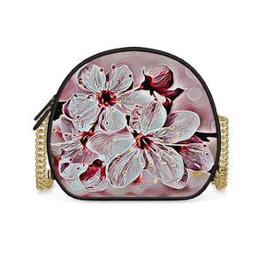 Relieve floral: Flores de cerezo pictóricas 01-03 Bolso de caja redonda de diseñador (2 estilos de correa)