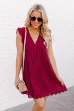 Load image into Gallery viewer, A-Line Lace Jacquard V-neck Hollow Pocket Mini Dress (10 colors)