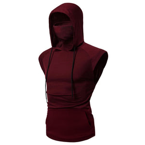 Spliced Sleeveless Masked Male Pullover Hoodie (4 colors)