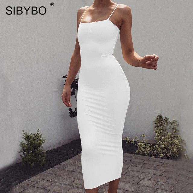 Bodycon Spaghetti Strap Maxi Dress