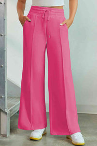 Drawstring High Waist Wide Leg Pants with Pockets (9 colors)