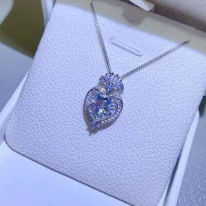 3 Carat Moissanite 925 Sterling Silver Heart Solitaire Pendant Necklace