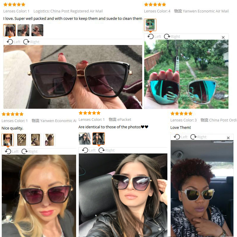 Big Cat Eye Black Mirror Sunglasses