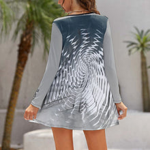 Load image into Gallery viewer, Pearly Gate Designer V-neck Long Sleeve Mini Dress