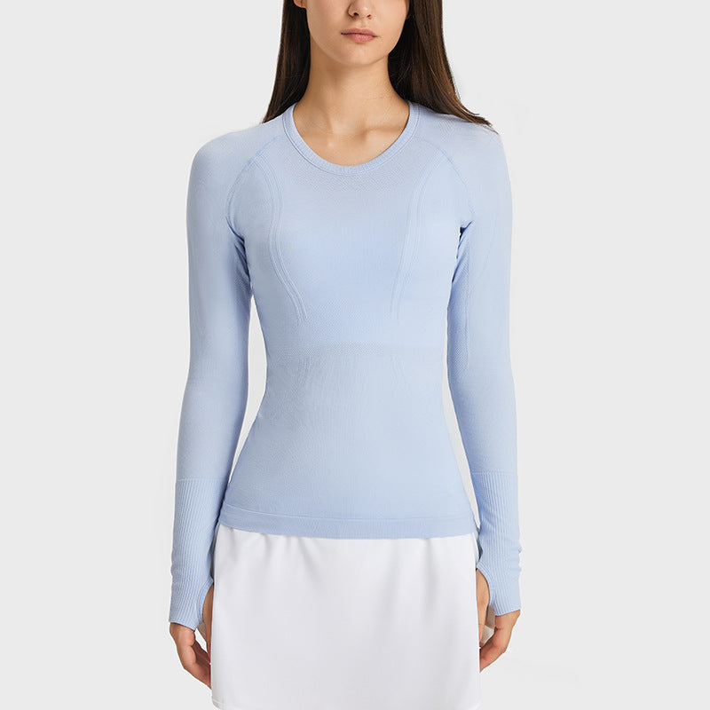 Round Neck Long Sleeve Lady Sports Shirt