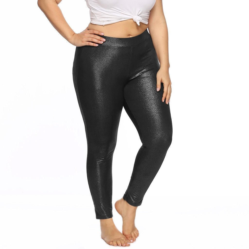 Glossy Casual Plus Size Leggings