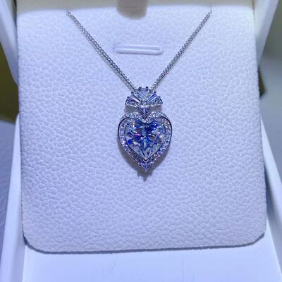 3 Carat Moissanite 925 Sterling Silver Heart Solitaire Pendant Necklace