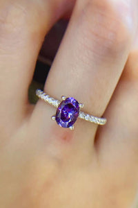 Purple 1 Carat Moissanite 4-Prong Ring