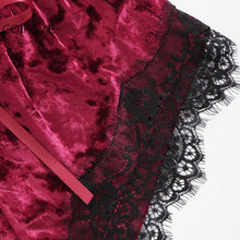 Load image into Gallery viewer, Velvet Sleeveless Eyelash Lace Two Piece Pajama Shorts Set