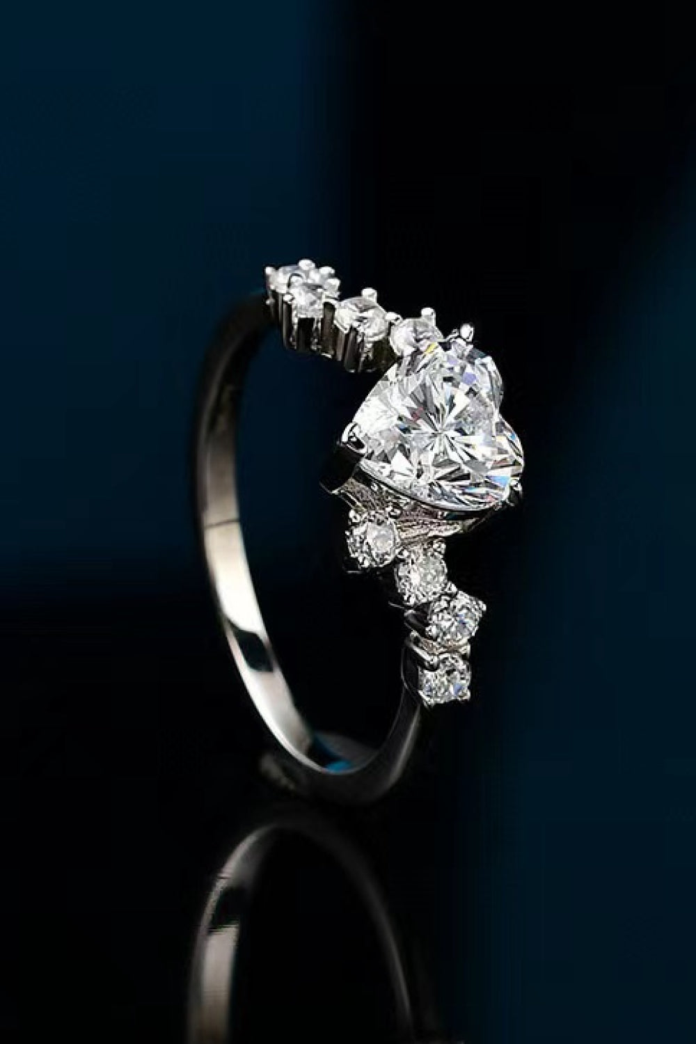 Heart Cut 1 Carat Moissanite 925 Sterling Silver Ring