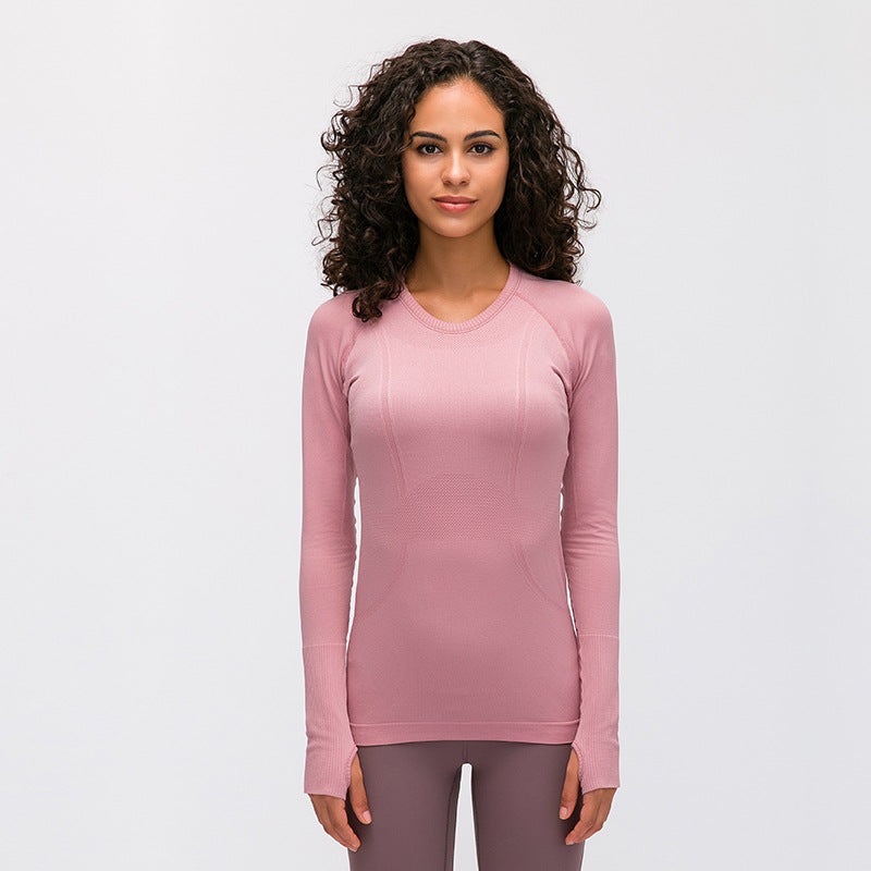 Round Neck Long Sleeve Lady Sports Shirt