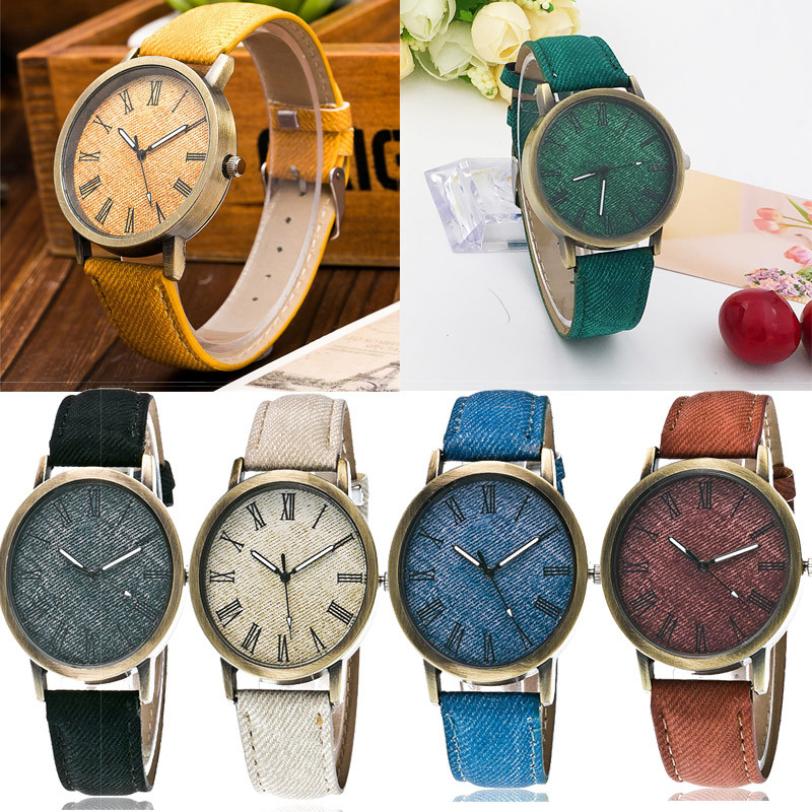 Roman Scale Unisex Analog Quartz Denim Band Watch