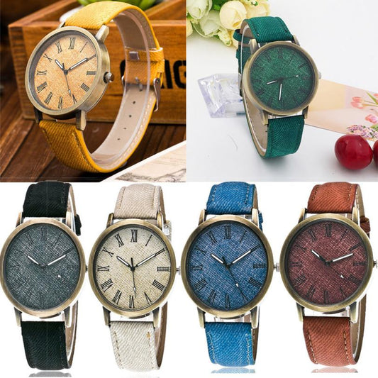 Roman Scale Unisex Analog Quartz Denim Band Watch