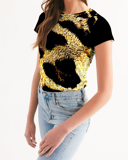 Primal Elegance: Golden Leopard Abstract T-shirt