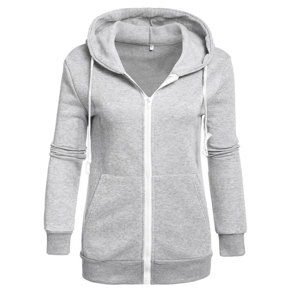 Ladies Solid Color Full Zip Hoodie (5 colors)