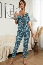 Load image into Gallery viewer, Surplice Neck Short Sleeve Tie Front Jumpsuit
