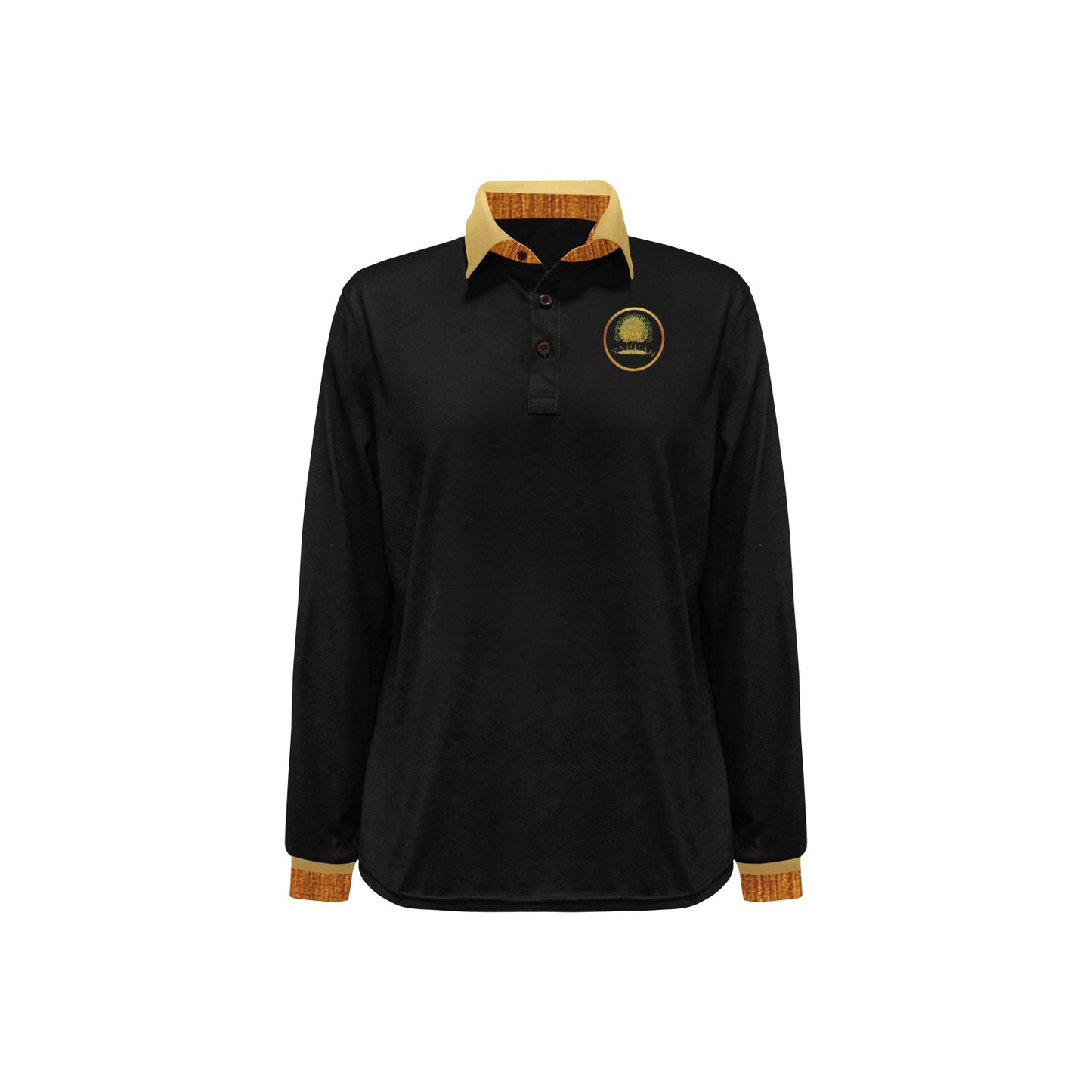 Yahuah-Tree of Life 03-01 Ladies Designer Long Sleeve Polo Shirt