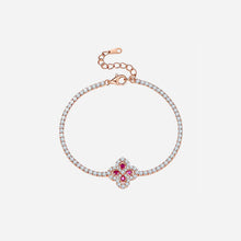 Load image into Gallery viewer, Lab Grown Ruby 925 Sterling Silver Flower Shape Bracelet