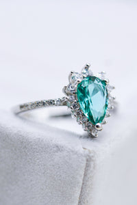 Anillo con forma de pera y turmalina Paraiba